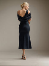 Sheath/Column Asymmetrical Tea-Length Satin Mother of the Bride Dress